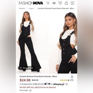 COPY - Black Denim Flare Overalls from FashionNova